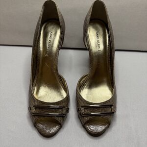 Anne Klein 2 D'orsay Snakeskin Embossed Peep Toe High Heel Shoes Women's Size 9